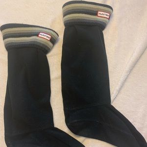 Hunter boot socks with striped sweater fold down